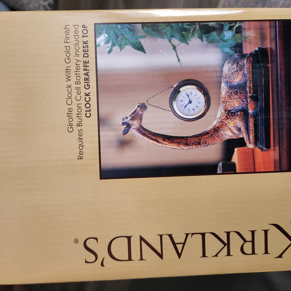 Kirkland's Giraffe Desk Clock with Gold Finish